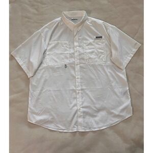 Columbia PFG Men's White Short Sleeve Fishing Shirt Performance Gear XXLNWOT